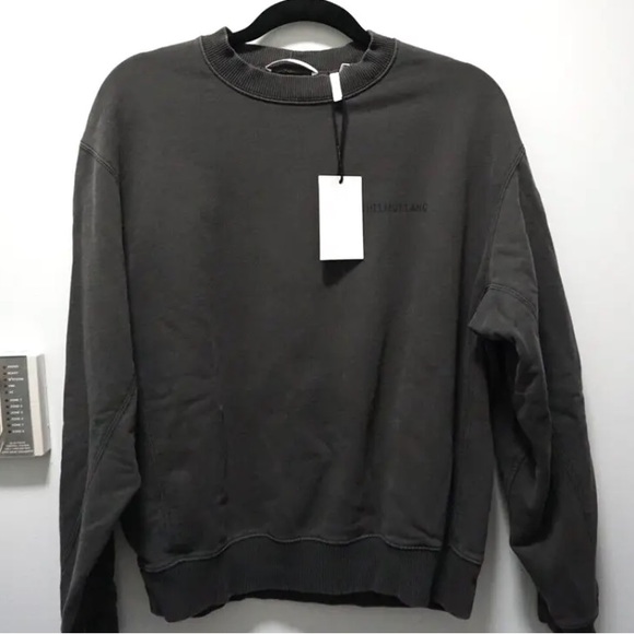 Helmut Lang Classic Logo Palm Crewneck Sweatshirt Faded Black XS NWT - Picture 2 of 7